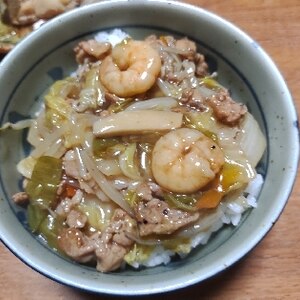 時短ランチ★八宝菜風の残りで中華どんぶり